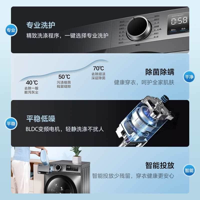 小天鹅10kg全自动家用变频洗衣机 小天鹅洗衣机