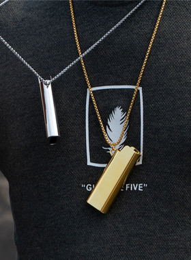 ins打火机金银色项链百搭款吊坠