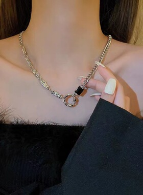 王嘉尔同款黑曜石男士锁骨链