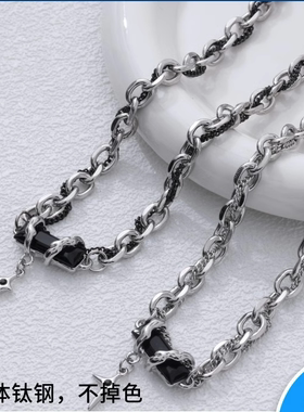 星体缠绕黑钻项链男女潮高级感高