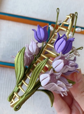 铃兰花非遗缠花耳环双面抓夹