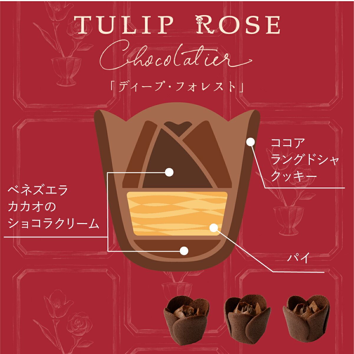 【现货新品】日本TULIP ROSE奶油夹心玫瑰卷巧克力口味猫舌饼干 - 图0