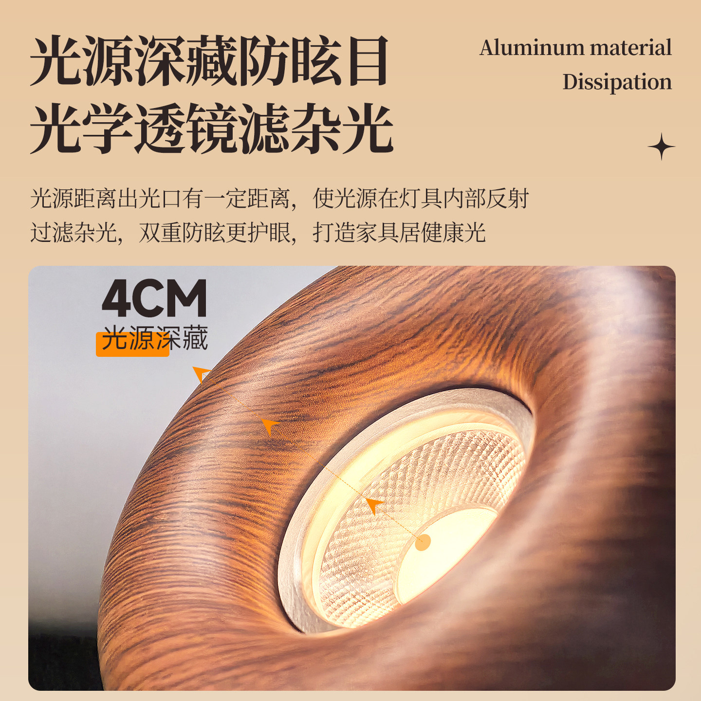 中古风明装射灯复古胡桃木纹客厅走廊过道吸顶灯全光谱护眼无主灯,淘宝优惠券,粉丝福利购,淘宝优惠卷