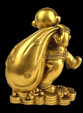 工艺纳福聚财生肖猴子吉祥物摆件