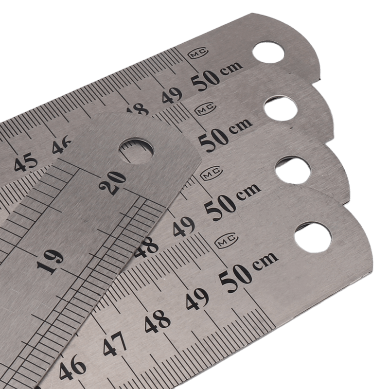 5把量贩装钢尺0.5米钢尺子直尺加厚长50cm钢板尺50厘米铁尺刚尺20inch 20英尺 钢尺直板尺子双面刻度铁钢尺子 - 图1