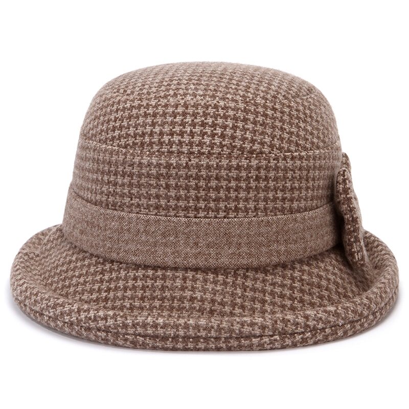 中老年人帽子女秋冬季妈妈时尚毛呢盆帽礼帽奶奶冬天厚保暖渔夫帽