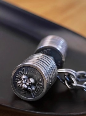 骷髅925银手工哑铃项链太角链男