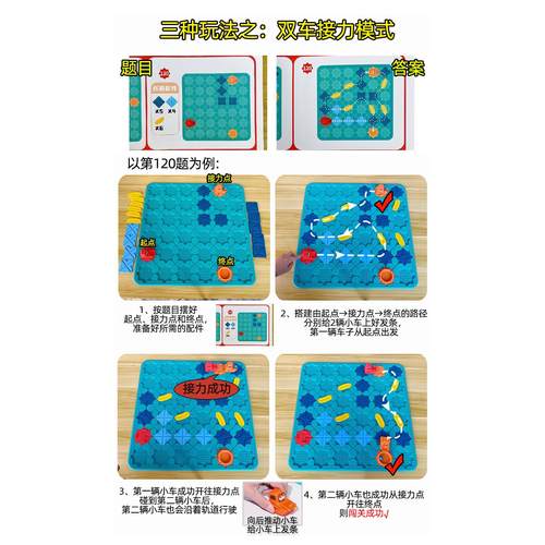 筑路迷宫桌游儿童回力车走轨道游戏益智思维训练亲子互动双人玩具 - 图1