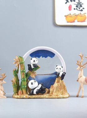创意一路节节高升熊猫摆件