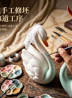 情侣双鹅相守可爱摆件新居婚房装
