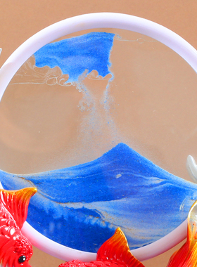 树脂流沙画年年有余摆件