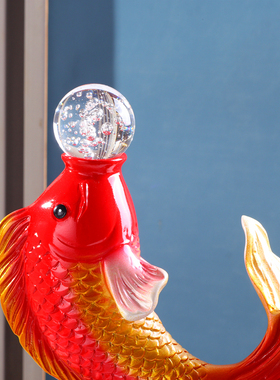 树脂水晶球双鱼摆件客厅玄关