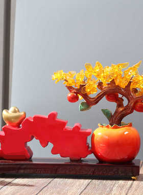 树脂万事如意柿子摆件装饰品礼物