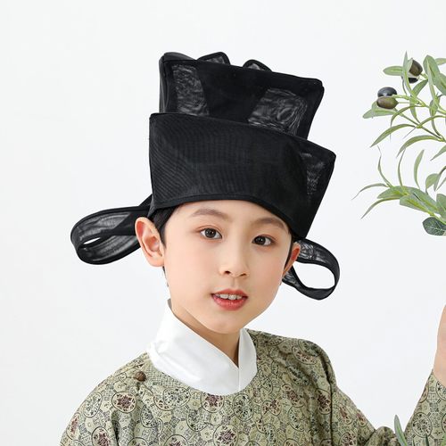 儿童成人宋制交角幞头交翅幞头官员乌纱帽圆领袍交领汉服古装帽子 - 图2