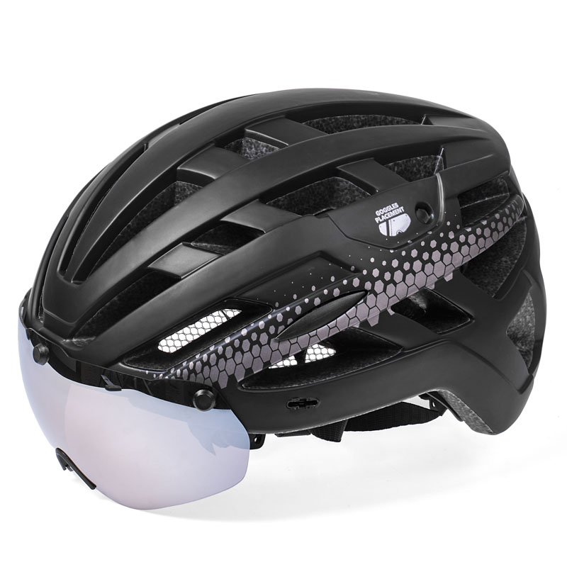 自行车骑行头盔磁吸式风镜带尾灯可拆卸男女山地公路盔安全帽装备