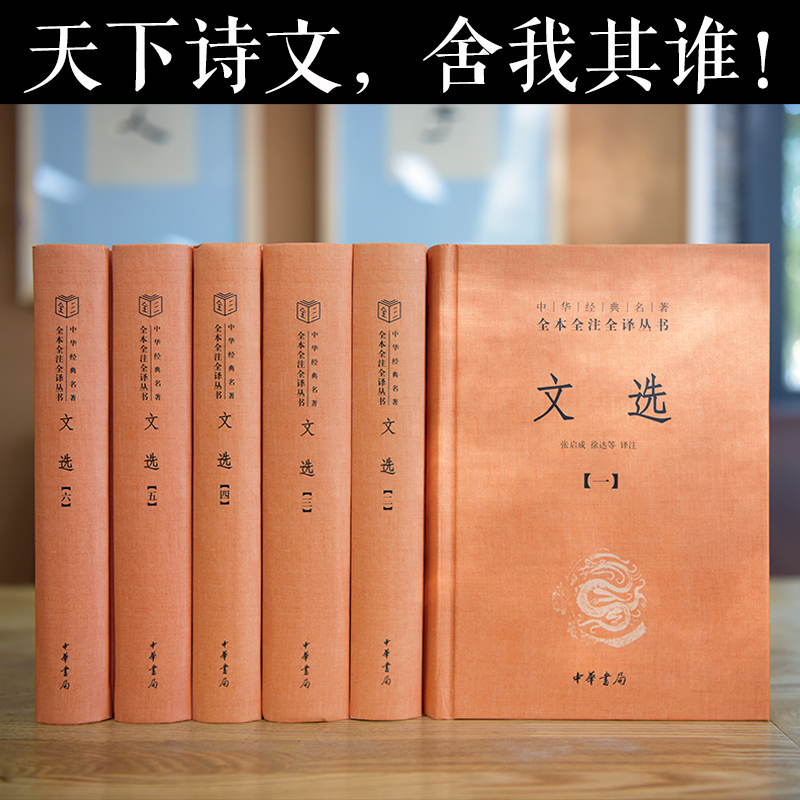 正版包邮文选中华书局文白对照全套6册精装简体横排原文注释译文昭明文选中华经典名著全本全注全译萧诗文总集古典文学畅销书-图0