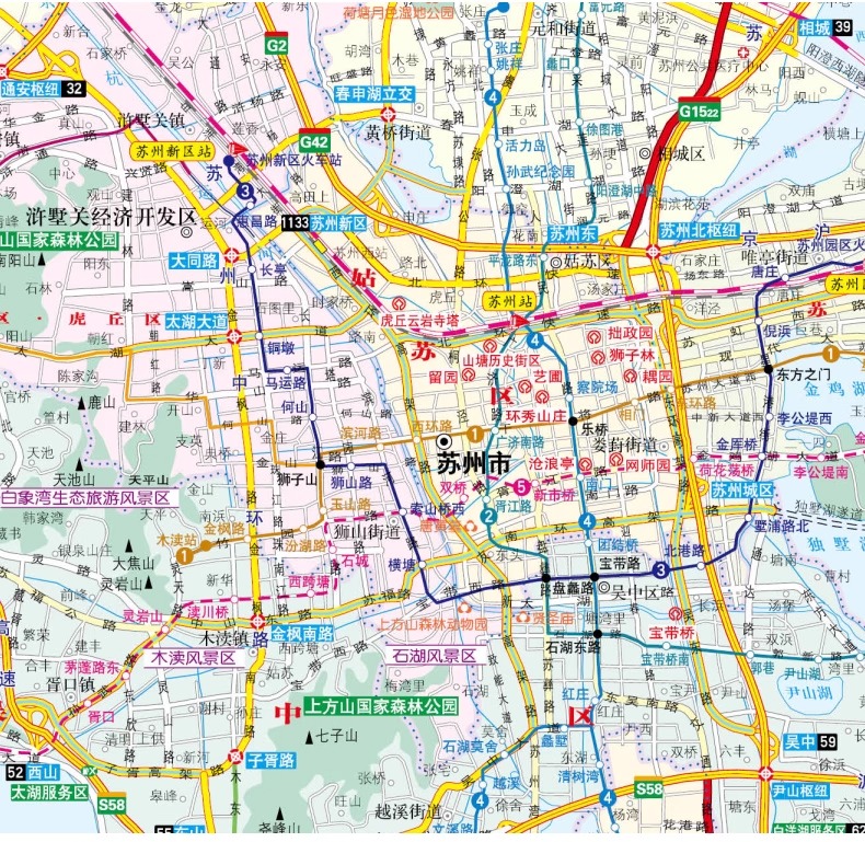 苏州CITY城市地图2024版 苏州区街道详图+轨道交通示意图+景点导航图 中图社city城市系列中国旅行版 中国旅游地图 - 图3