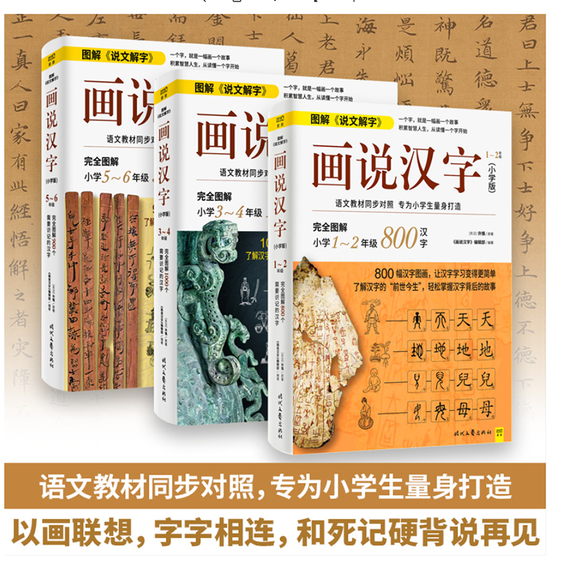 画说汉字全套3册小学版123456年级 学习读物 图解说文解字2700个汉字故事中华文学书局 汉字记忆技巧书 汉语教程 - 图0