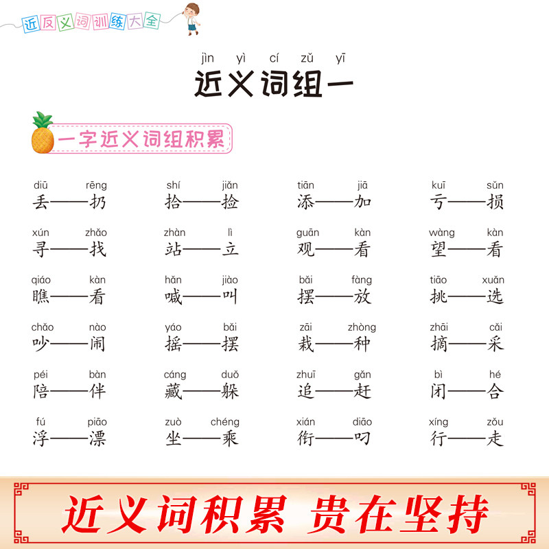 词语积累大全训练手册全套6册人教版小学语文重叠词叠词量词汇总书知识手册小学生近反义词一年级专项练习手册四字成语组词造句
