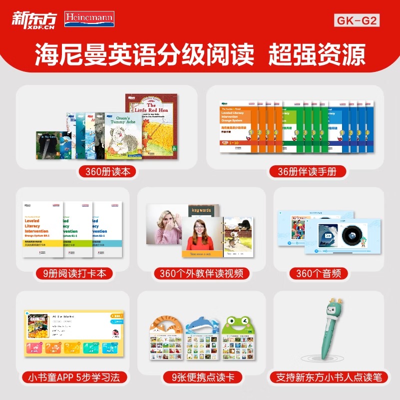 官方授权正版 新东方海尼曼英语分级阅读绘本gk g1 g2少儿英语启蒙绘本幼儿园中小学儿童英语读物幼儿早教可搭配Raz分级阅读5-16岁