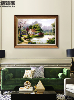 纯手绘田园风景油画 客厅装饰画 餐厅花园景油画 幸福家园系列N55