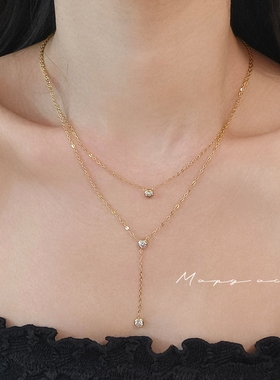 简约小气泡双层叠戴Y字长项链