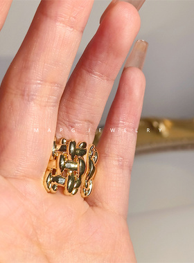 ins高级感金属编织开口戒指