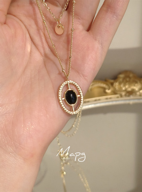 法式中古风双层流苏亮片项链