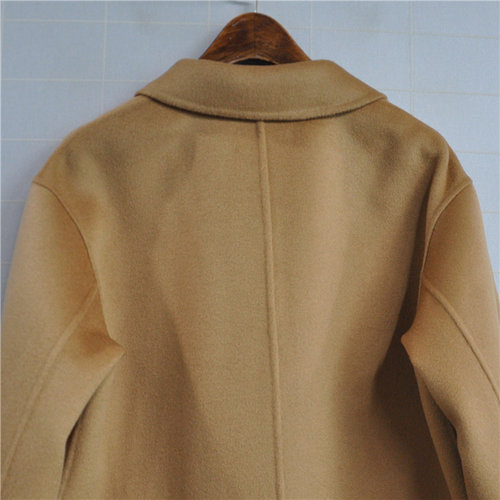 鸿思格HSG1112纯色双排扣西装版手工双面手缝羊绒羊毛外套大衣女-图2