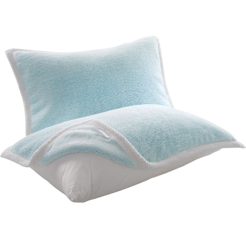 A类加厚牛奶云朵绒枕巾一对装珊瑚绒家用柔软情侣高档欧式枕头巾