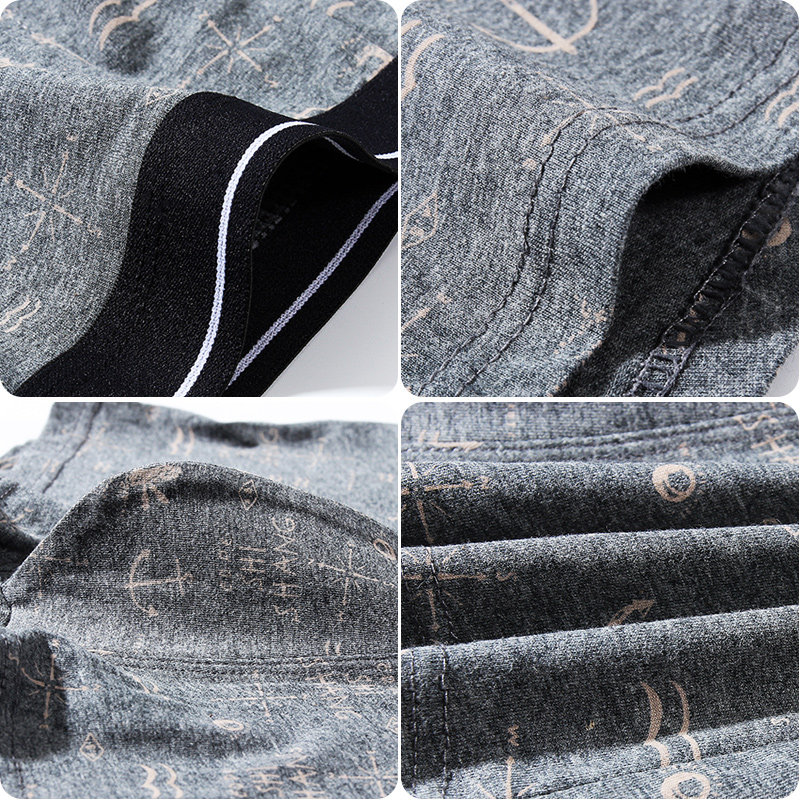 男士平角内裤4条装四角短裤纯棉质商务印花青年透气中腰裤衩大码,淘宝优惠券,粉丝福利购,淘宝优惠卷