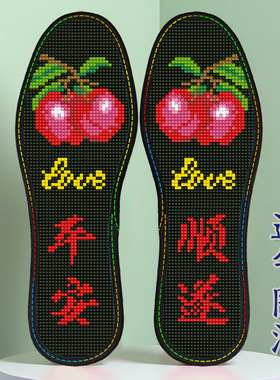 蒙娜丝十字绣鞋垫玫瑰带针线男女
