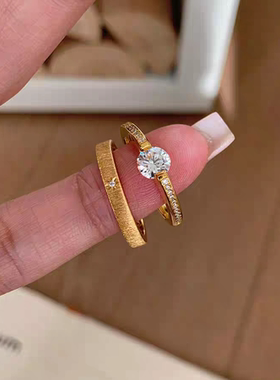 S925纯银！星芒素圈戒指拉丝工艺轻奢百搭叠戴神器纯银戒指