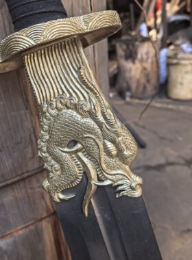 龙吞九环大刀 百炼钢一体锻打武术器械冷兵器收藏摆件 未开刃