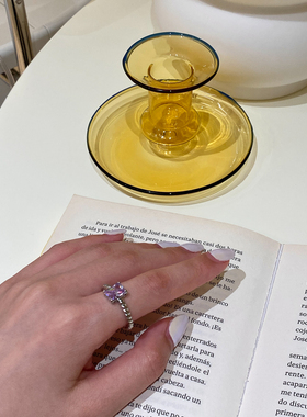 原创设计银色复古麻花蓝紫色宝石