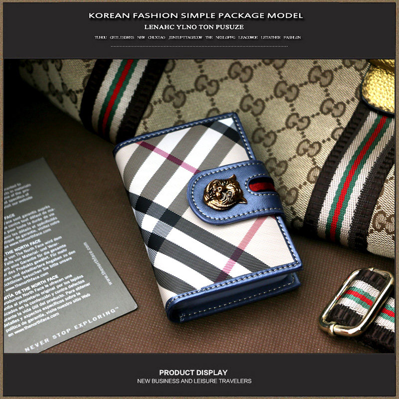 pusuze女格纹男女多卡位欧美名片包 pusuze卡包