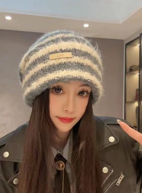 针织帽休闲女秋冬大头显脸小