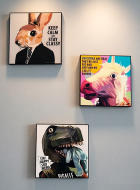 犀牛独角兽小白马挂画