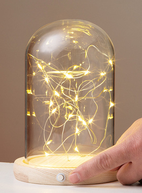 永生花玻璃罩展示盒发光香薰铃兰