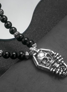 欧美跨境个性复古暗黑朋克嘻哈创意款骷髅头灵蛇项链款饰品