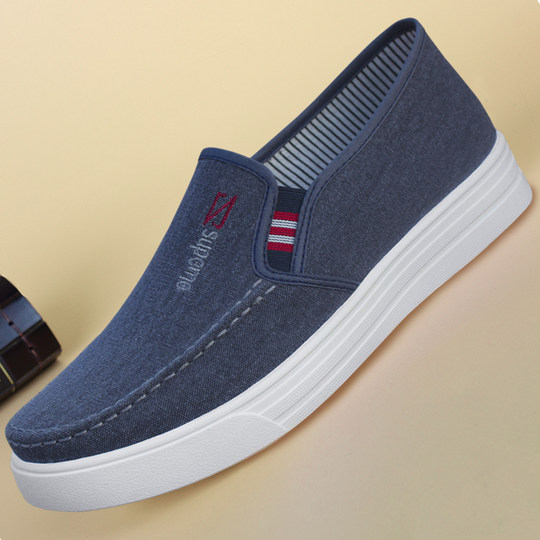 2025秋冬帆布老北京布鞋男棉鞋休闲平底加绒加厚保暖一脚蹬懒人鞋