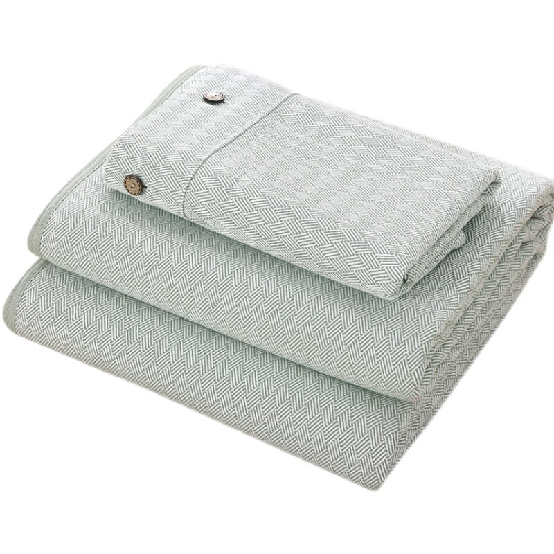 高端提花老粗布凉席三件套加厚加密1.8m床冬夏季可用纯棉布床单