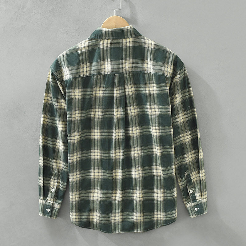 日系复古格子长袖衬衫男士学生潮流百搭休闲青年宽松翻领上衣6963,淘宝优惠券,粉丝福利购,淘宝优惠卷