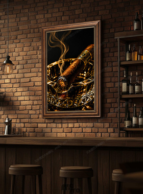 丘吉尔抽雪茄屋挂画酒吧爵士烟酒店美式客厅装饰画书房办公室挂画