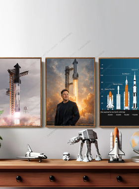 埃隆马斯克装饰画现代火箭装饰画教室卧室书房办公室科学星舰挂画