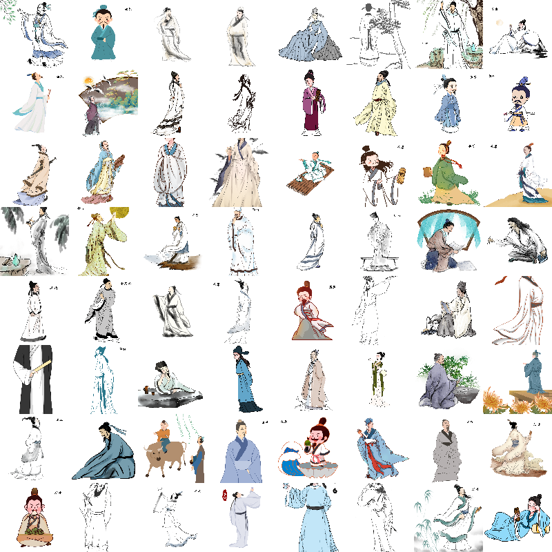 唐宋名人李白杜甫白居易PNG 古代国学名诗人物屈原插图素材300张,淘宝优惠券,粉丝福利购,淘宝优惠卷