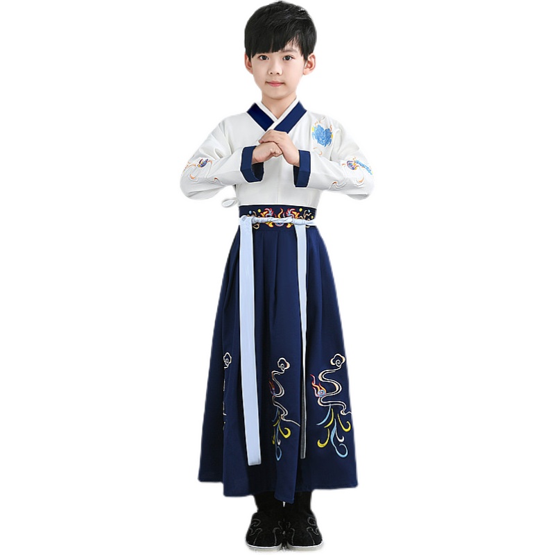 儿童古装汉服国学服男女书童服装中国风小学生三字经朗诵开学礼服