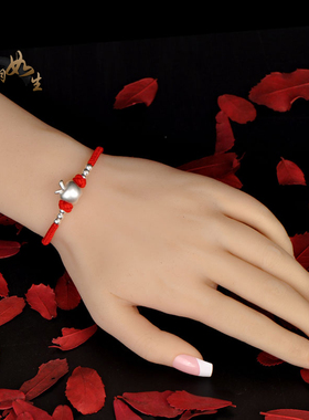 男女纯银平安果平安健康手脚链