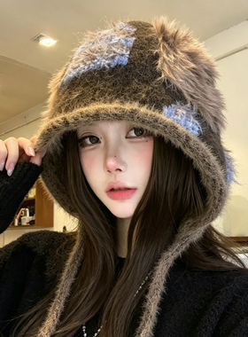 秋冬女大头围显脸小护耳堆堆帽子