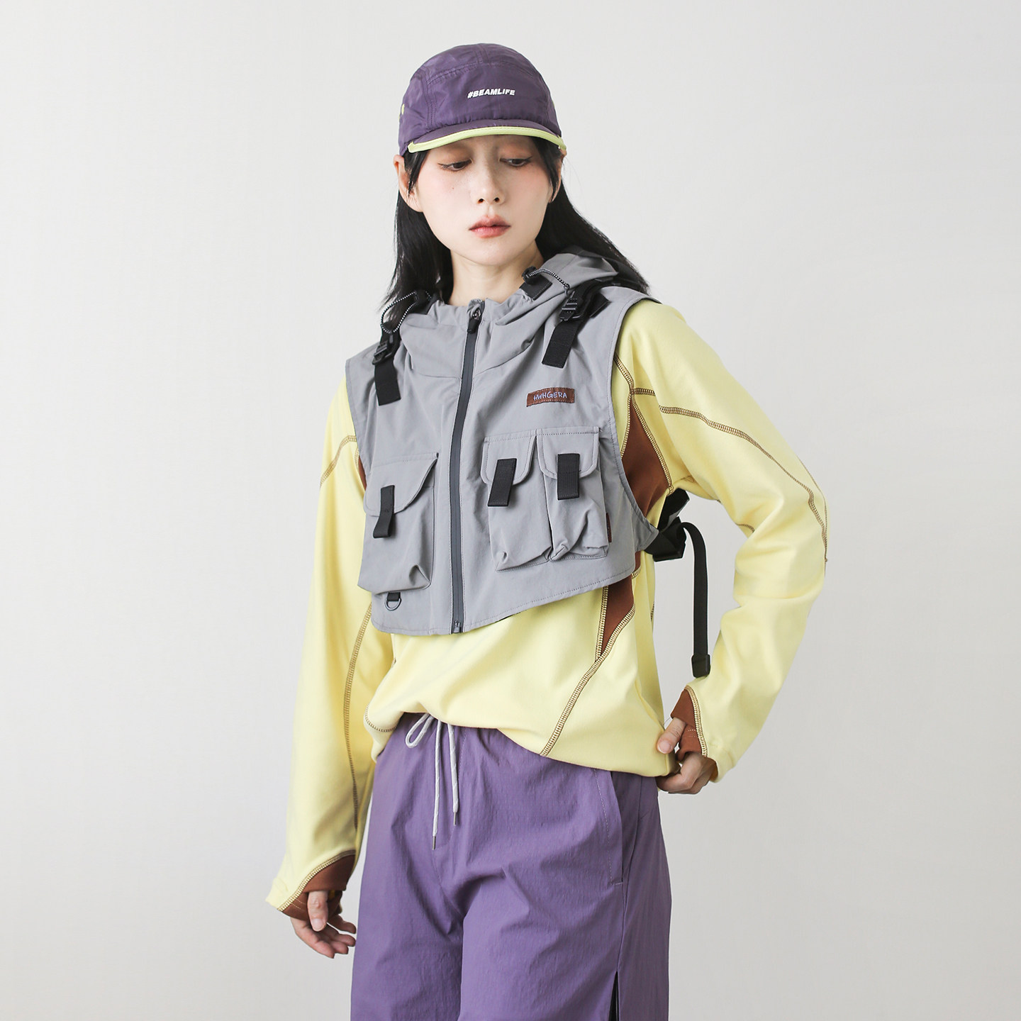 漫渡春季新款机能风连帽马甲男女宽松多口袋户外休闲背心百搭坎肩,淘宝优惠券,粉丝福利购,淘宝优惠卷